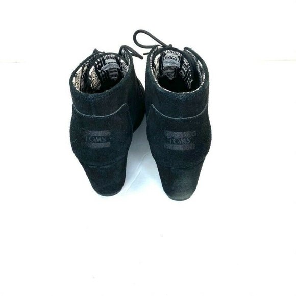 Toms Ankle Boots Booties Suede Wedge Lace up 10 - Picture 7 of 12